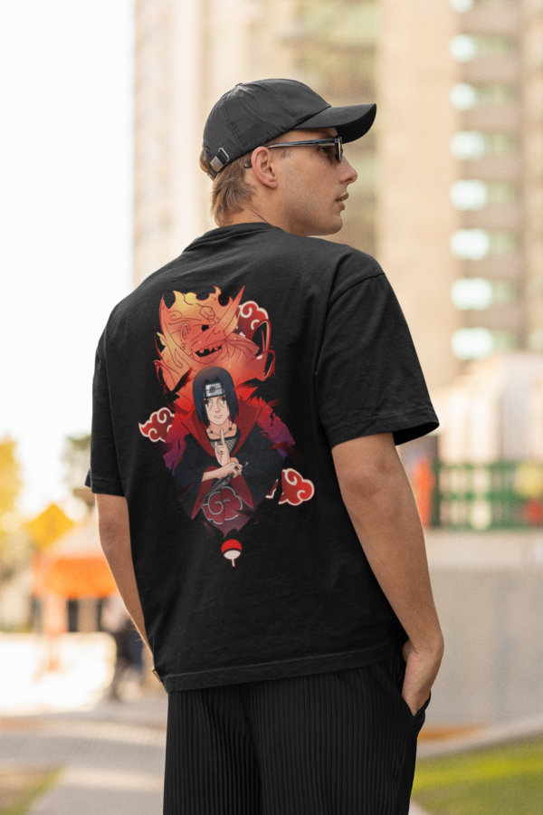 Itachi Uchiha Akatsuki Front and Back Print Oversized T-Shirt – None ...