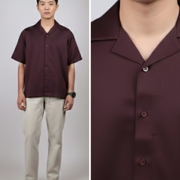 Wine Plain Oversized Half Sleeves Shirt