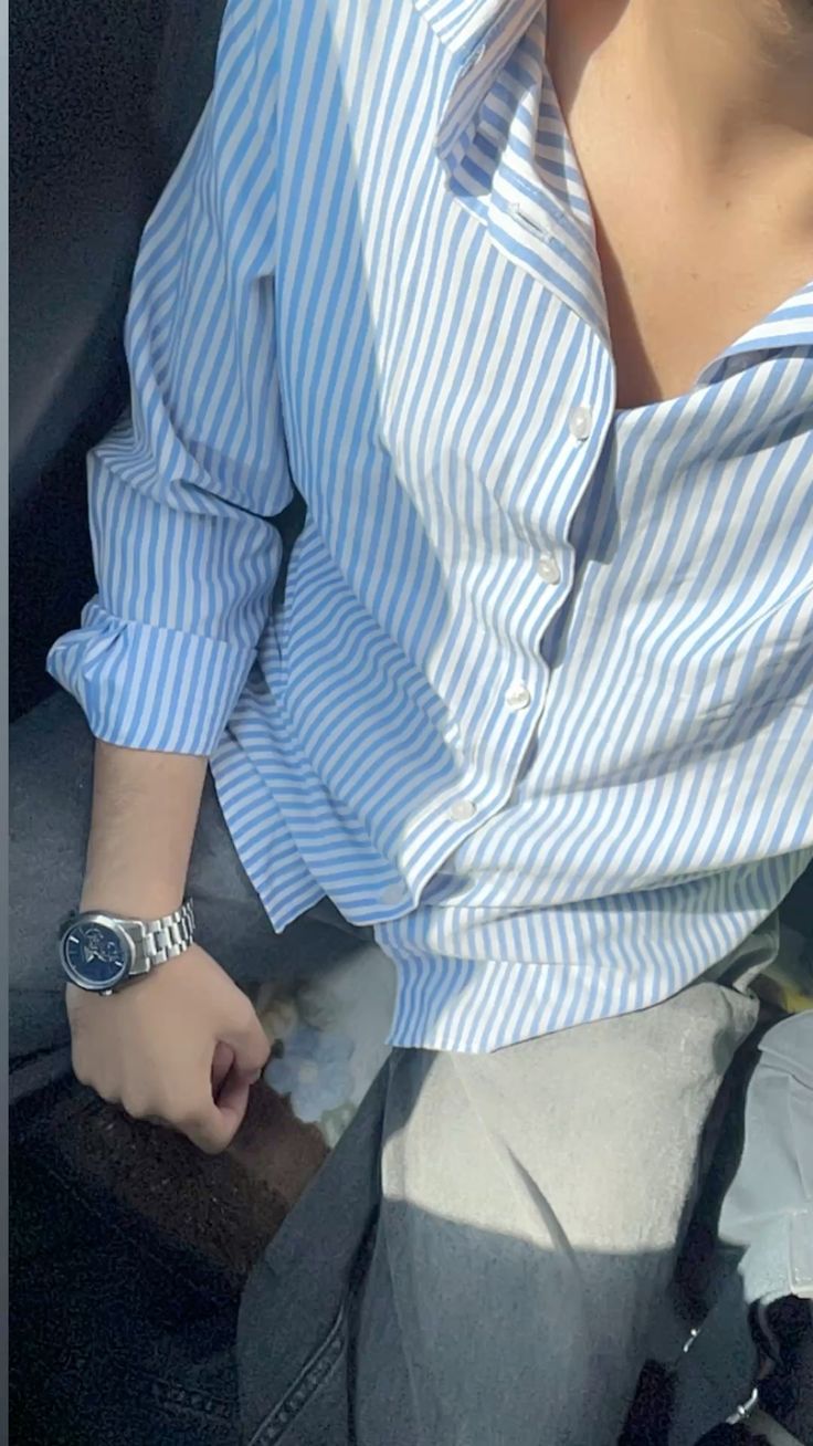 Light Blue Striped Shirt for Men Premium Cotton Casual Full Sleeve Shirt