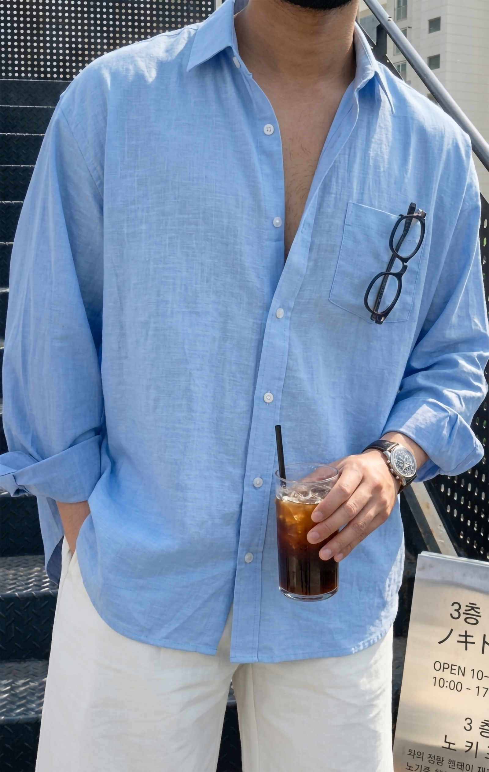 mens-light-blue-linen-shirt Men's Light Blue Linen Shirt with relaxed fit