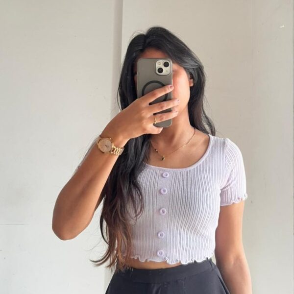 Lilac Ribbed Short Sleeve Crop Cardigan Top