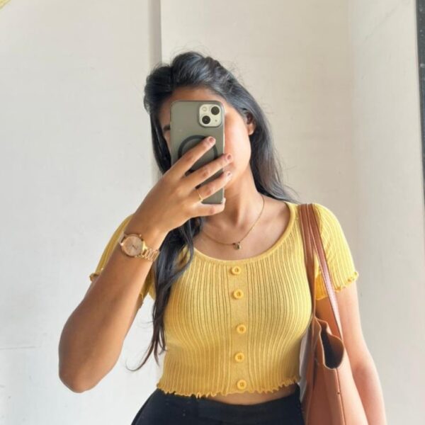 Mustard Ribbed Short Sleeve Crop Cardigan Top