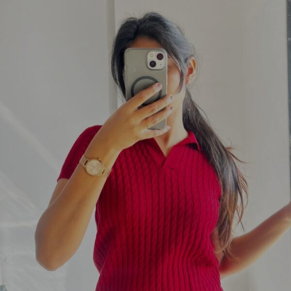 Maroon Cable-Knit Polo Top