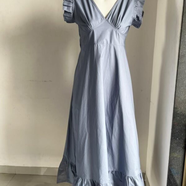 Steel Grey Full-Length Knot Dress