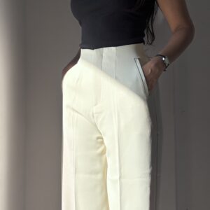 Off White High-Waist Non-transparent Premium Wide-Leg Trousers