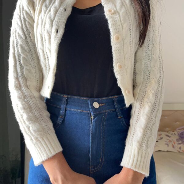Off-white Cropped Knit Cardigan