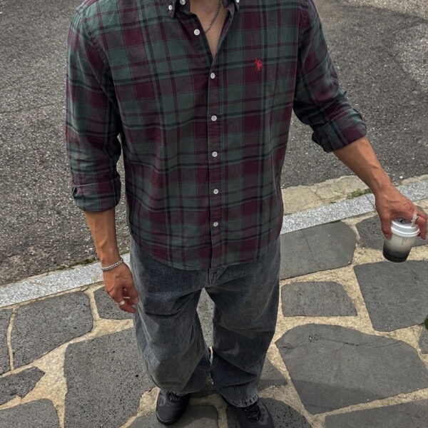 Dark Green Checked Shirt for Men Premium Maroon Plaid Casual Full Sleeve Shirt