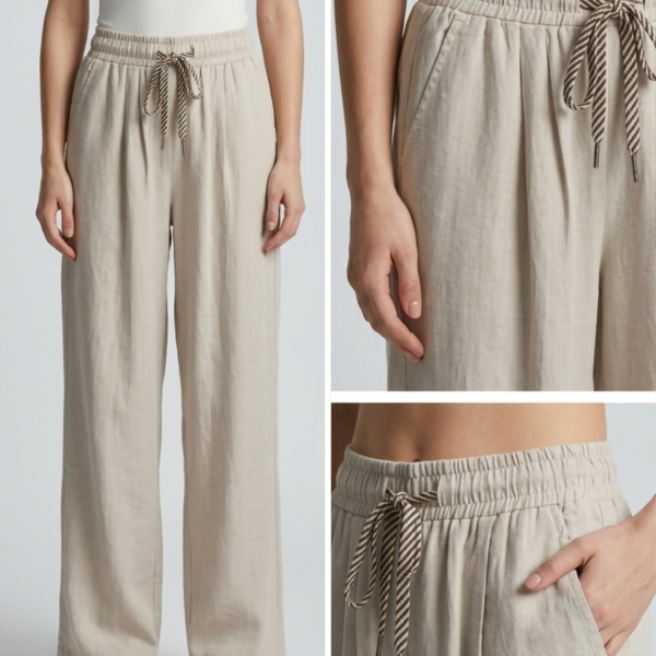 Noree Beige Linen Pants
