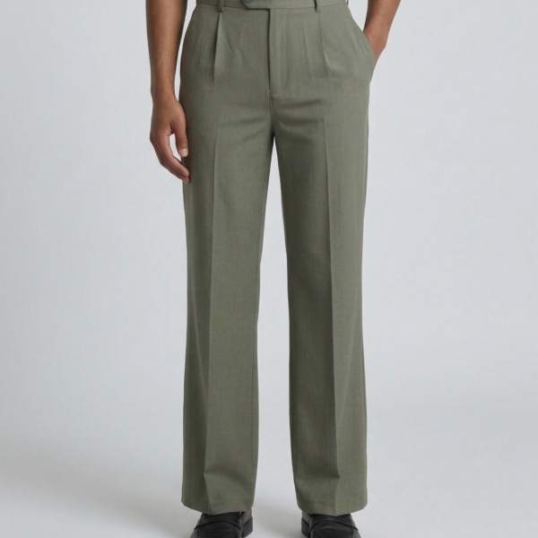 Men's Olive Green Boot Cut Trousers with tailored fit
