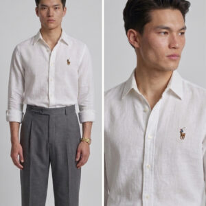 Men's Regular Fit White Cotton Linen Blend Solid Casual Shirt
