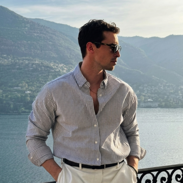 White Grey Striped Shirt for Men Premium Cotton Casual Full Sleeve Shirt
