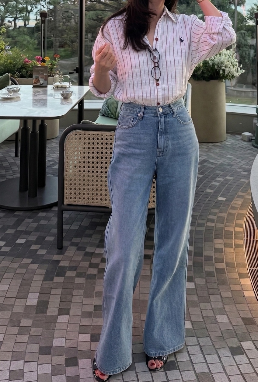 Women's Red Striped Oversized Shirt with relaxed fit and button-down design